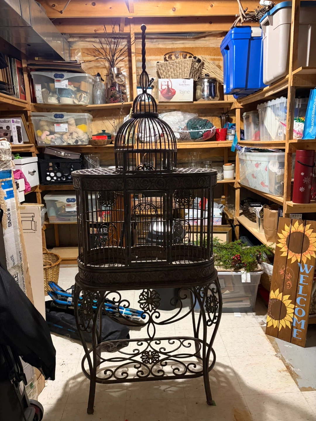 Ornate Metal Birdcage with Stand