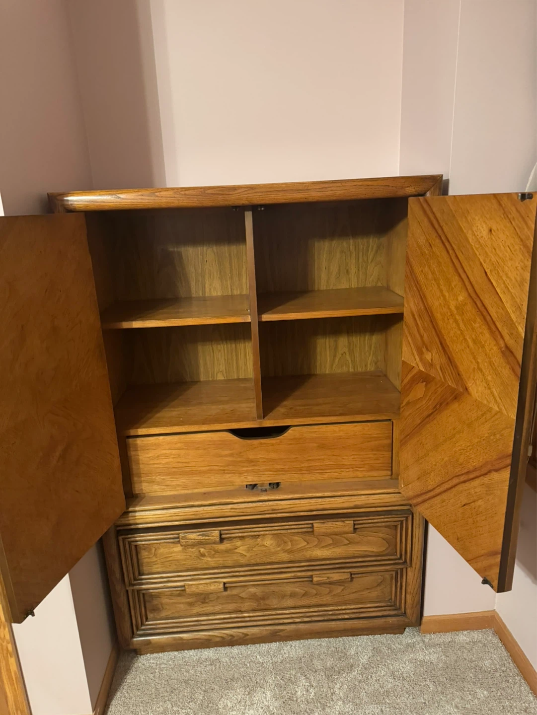Vintage Wooden Armoire / Wardrobe with Drawers - photo 2