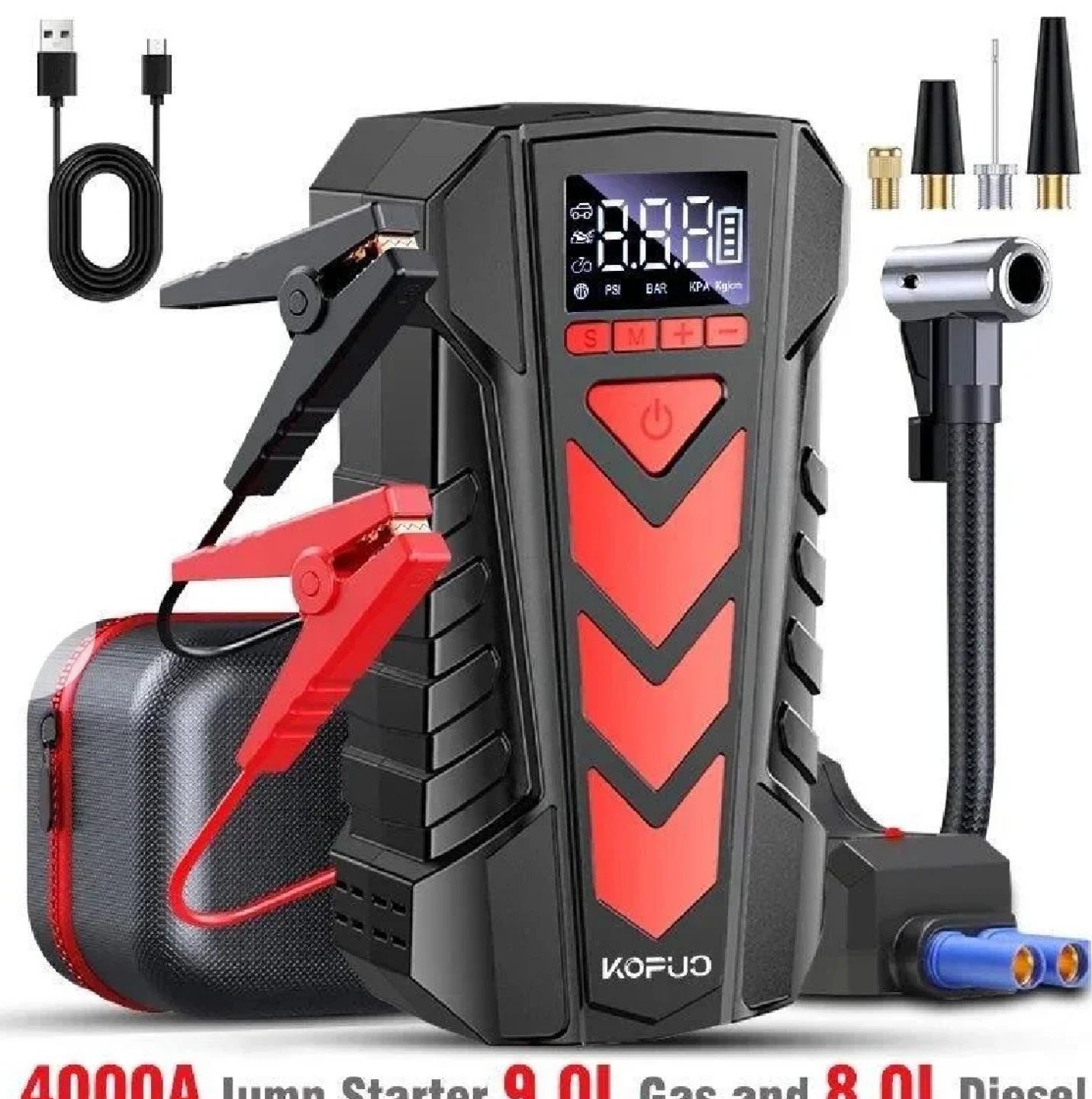 KOFUO 5-in-1 Multifunctional Jump Starter and Air Compressor