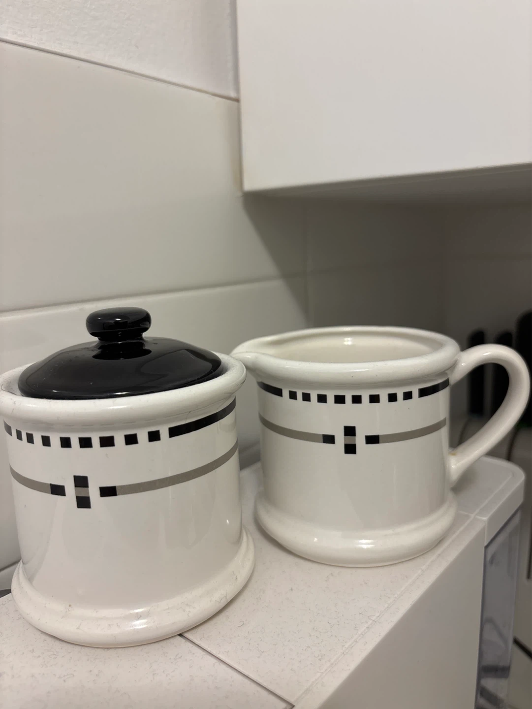White Sugar Bowl and Creamer Set