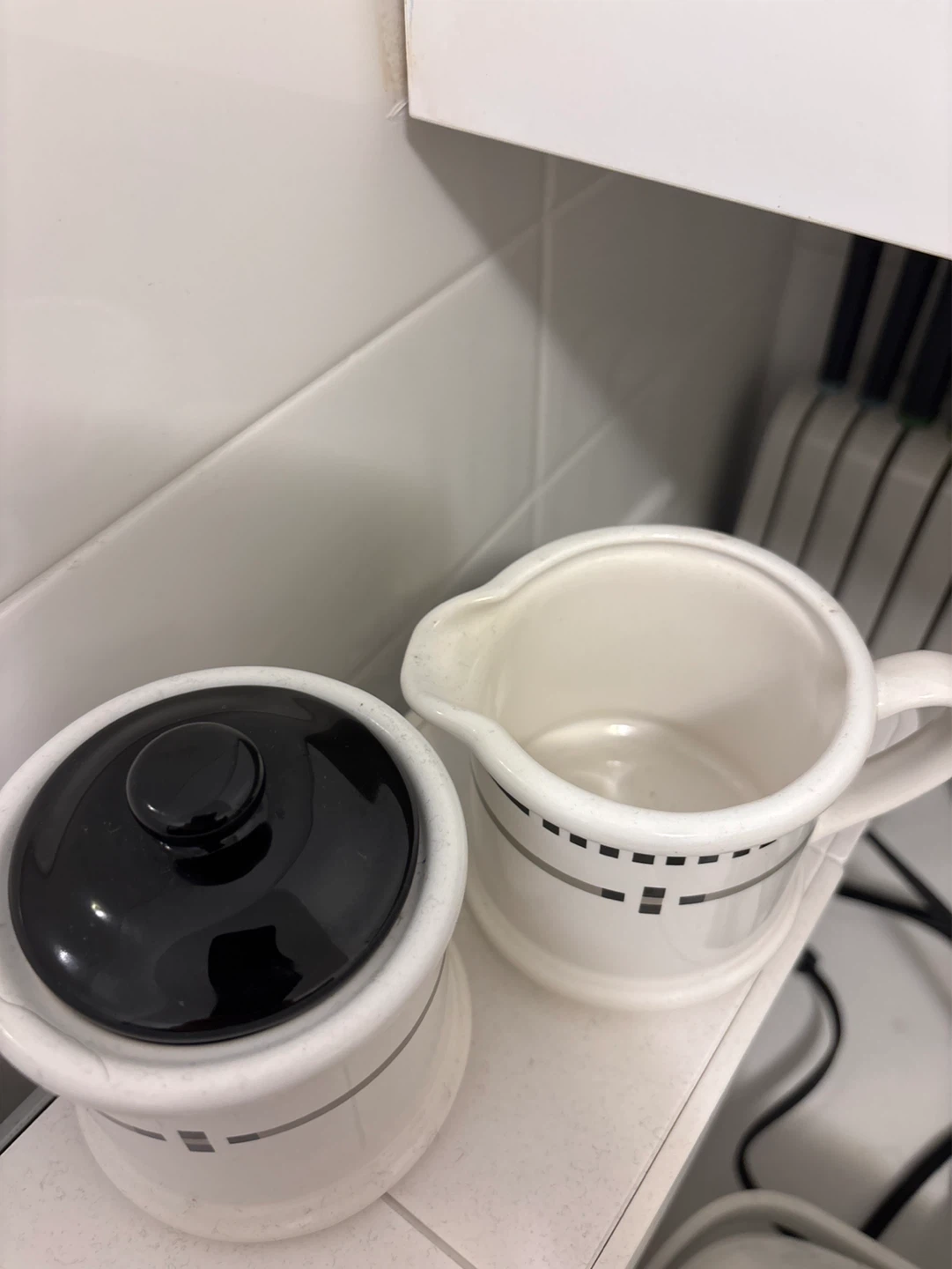 White Sugar Bowl and Creamer Set - photo 2