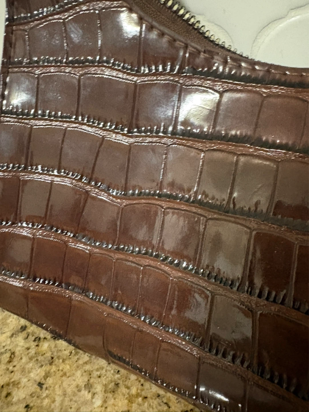 Brown Faux Croc Shoulder Bag - photo 2