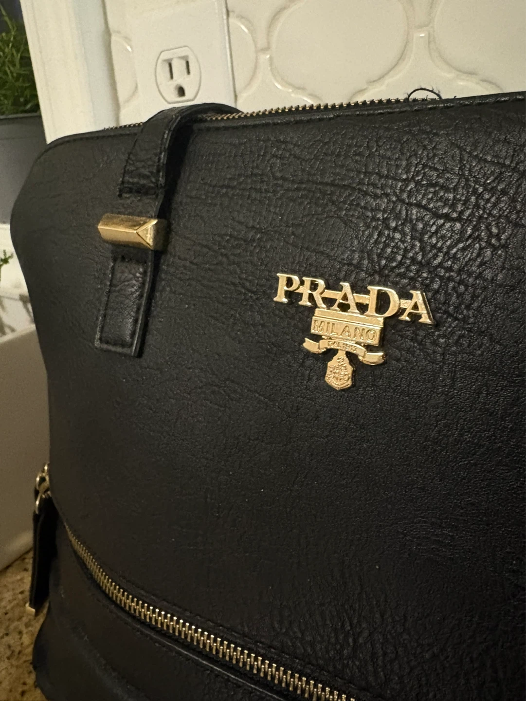 Black Faux Prada Leather Tote Bag - photo 2