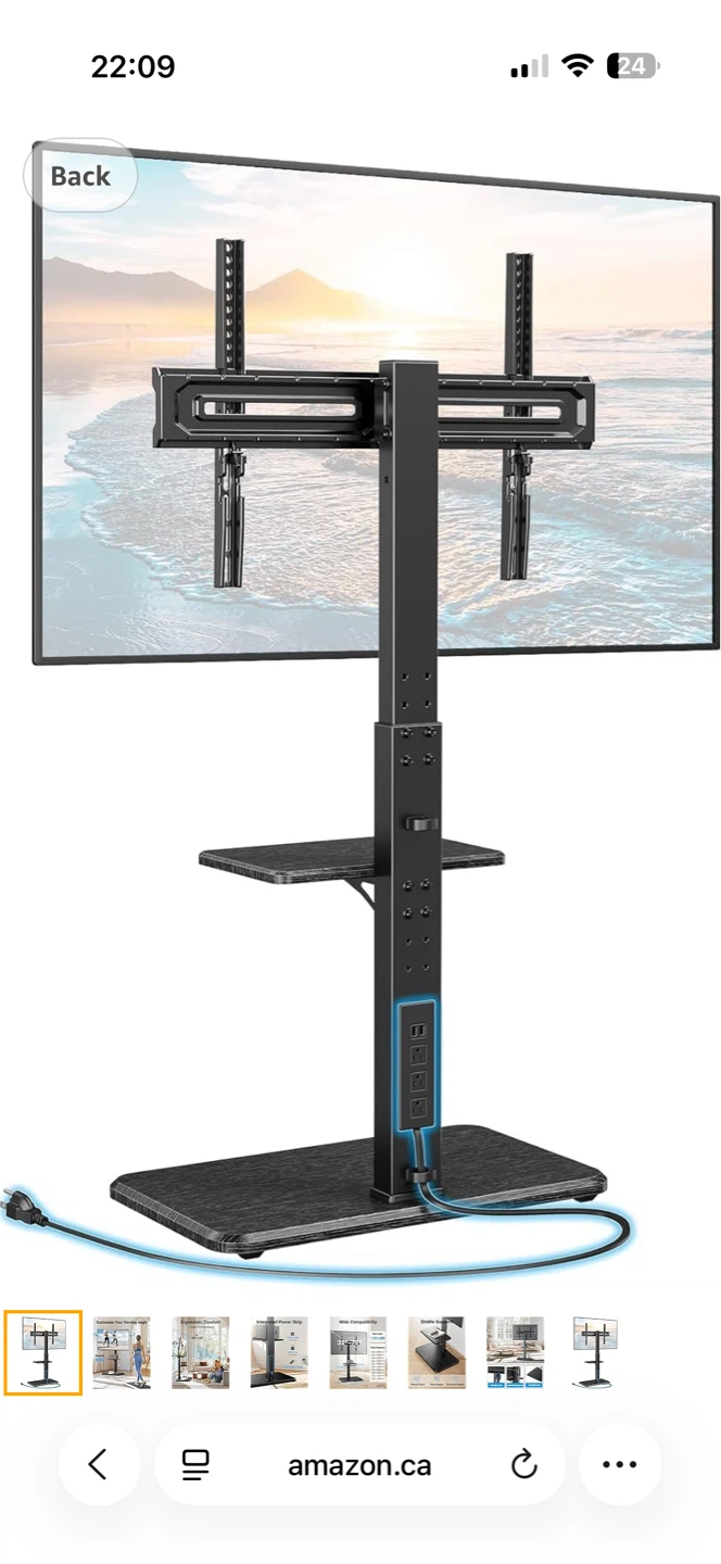 Perlesmith Floor TV Stand with Mount & Rolling Base