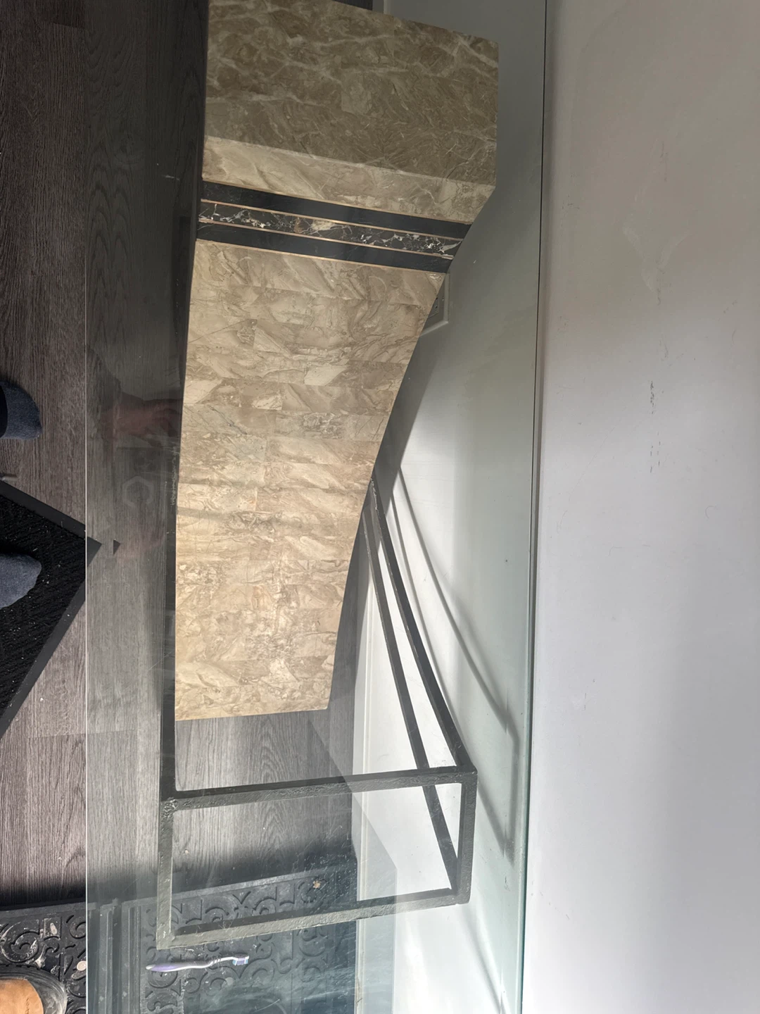 Glass Console Table with Marble Accent - photo 3