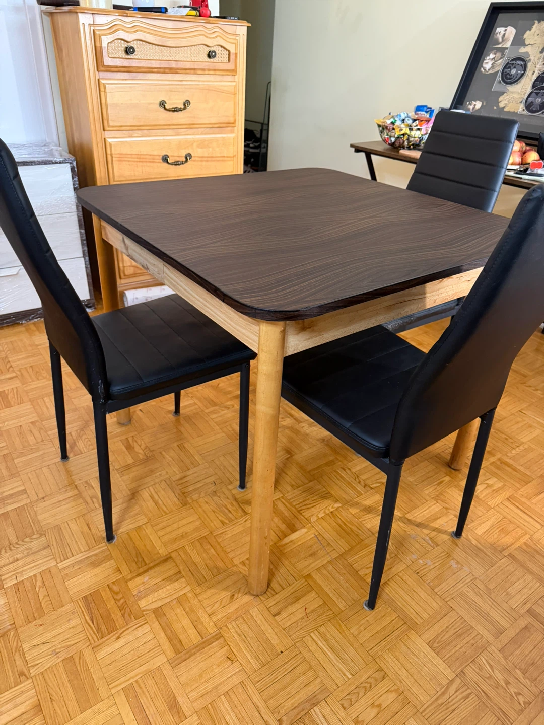 Square Dining Table and 4 Black Chairs - photo 2