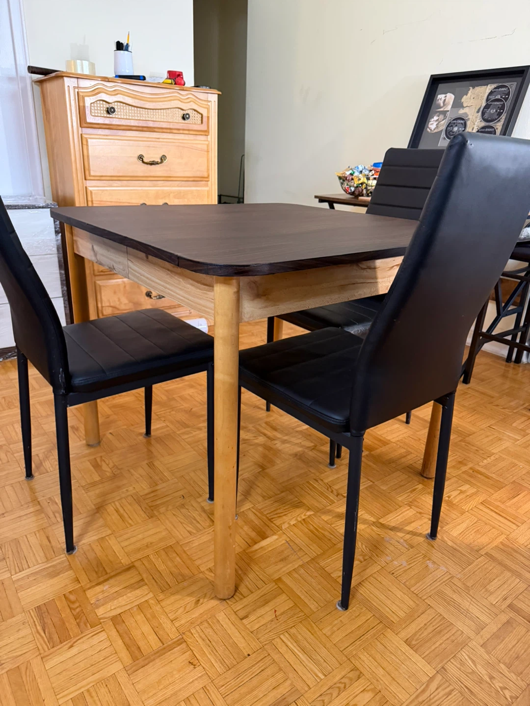 Square Dining Table and 4 Black Chairs - photo 4