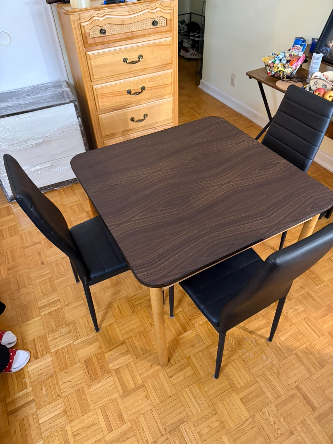 Square Dining Table and 4 Black Chairs - photo 3