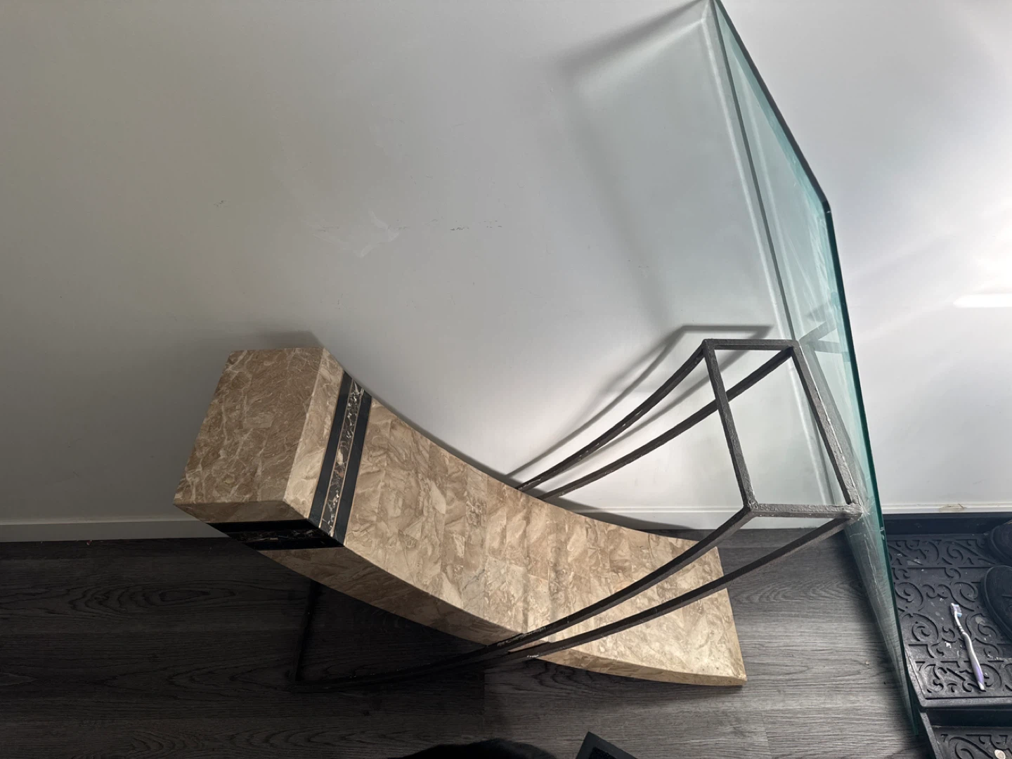 Glass Console Table with Marble Accent - photo 4