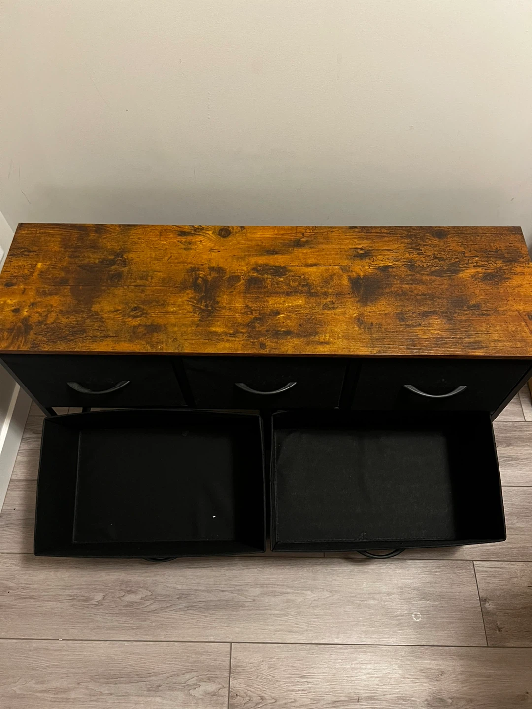 5-Drawer Fabric Dresser with Wood Top