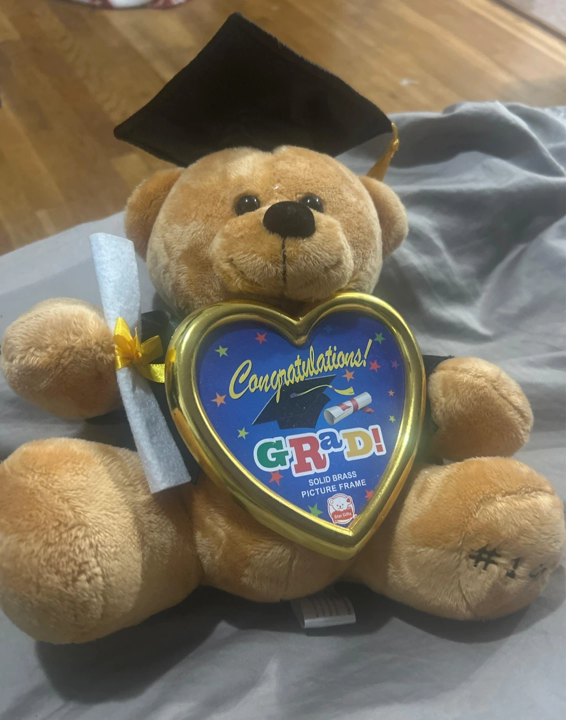 Graduation Teddy Bear with Solid Brass Picture Frame
