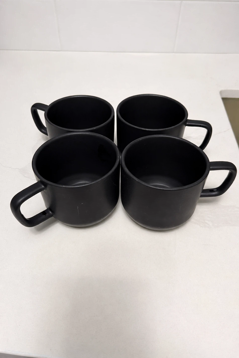 Set of 4 Black GLUCKSTEINHOME Stoneware Mugs
