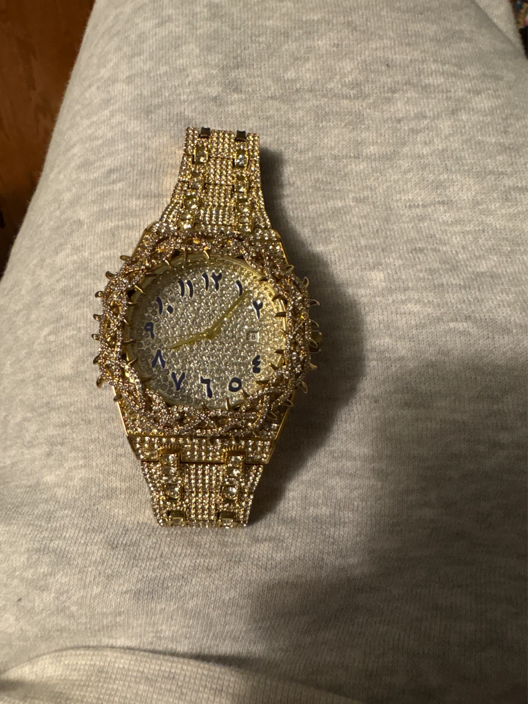 Gold-tone watch with rhinestones