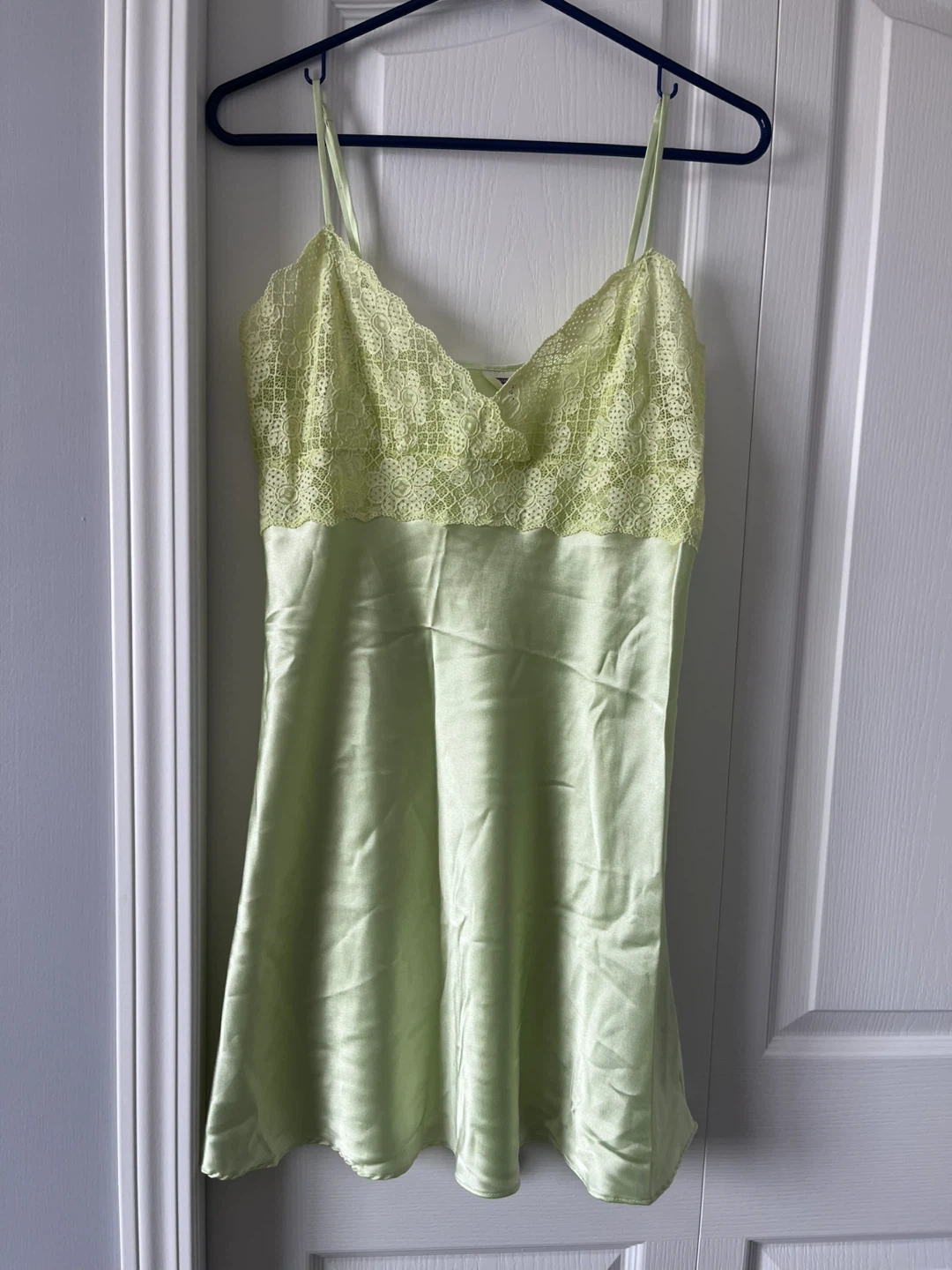 Lime Green Lace Trim Slip - Size M