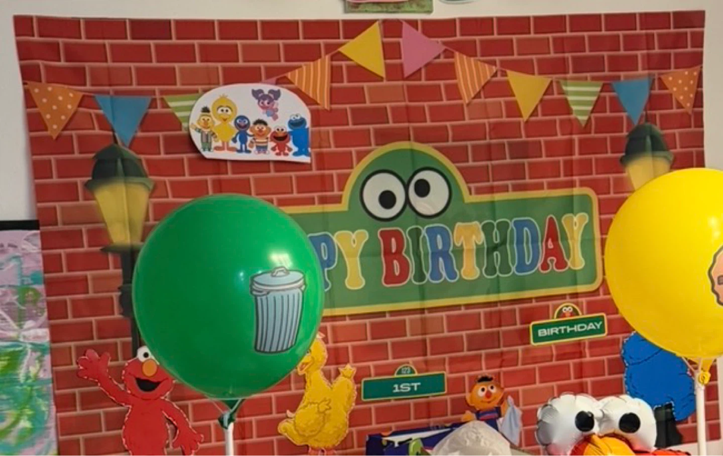 Sesame Street Happy Birthday Banner and backdrop