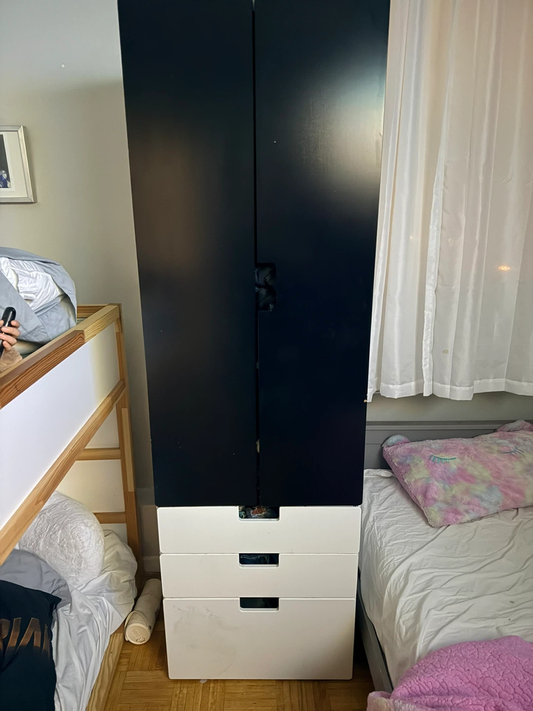 Black and White Wardrobe with Drawers