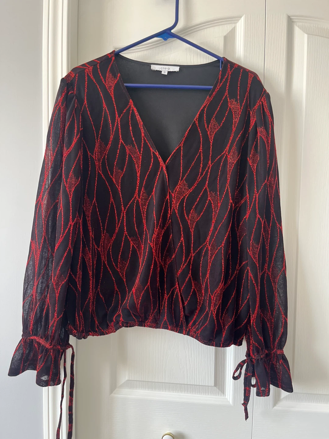 Cleo Women's Black & Red Patterned Blouse - XL