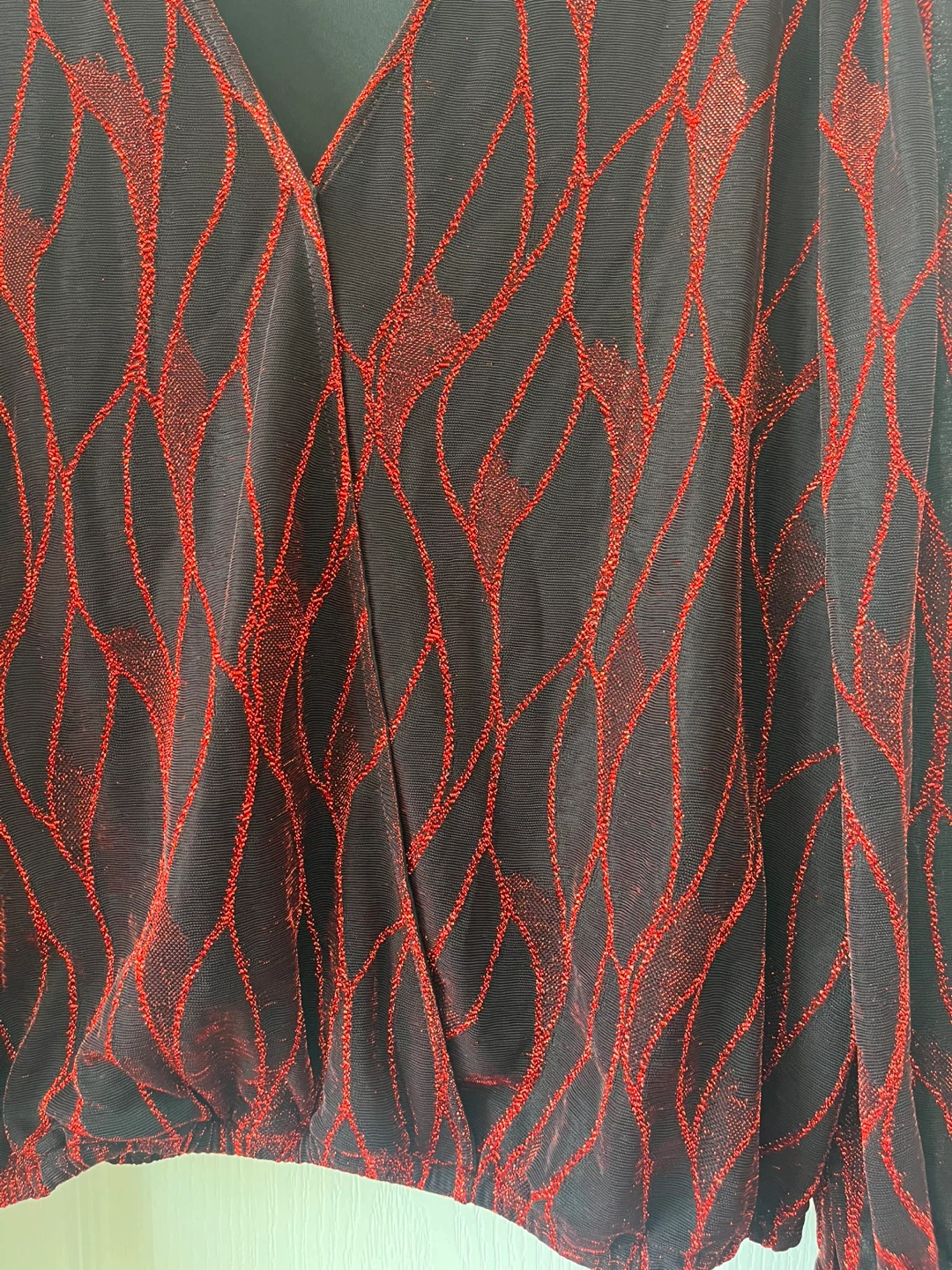 Cleo Women's Black & Red Patterned Blouse - XL - photo 2