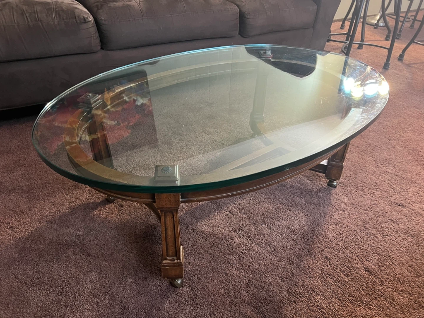 Oval Glass Top Coffee Table