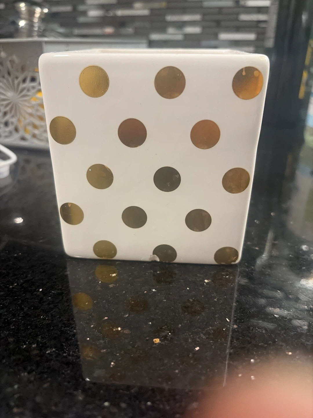Hazel & Co. White Ceramic Gold Polka Dot Pot - photo 4