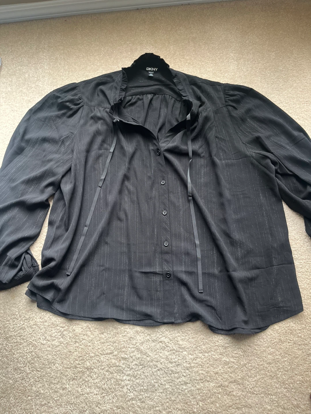 DKNY Black Striped Blouse XXL - photo 2