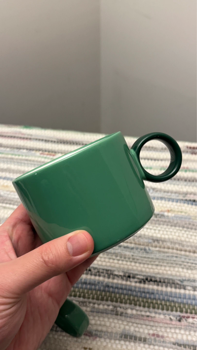Set of 2 Ceramic Mugs - White & Green - photo 4