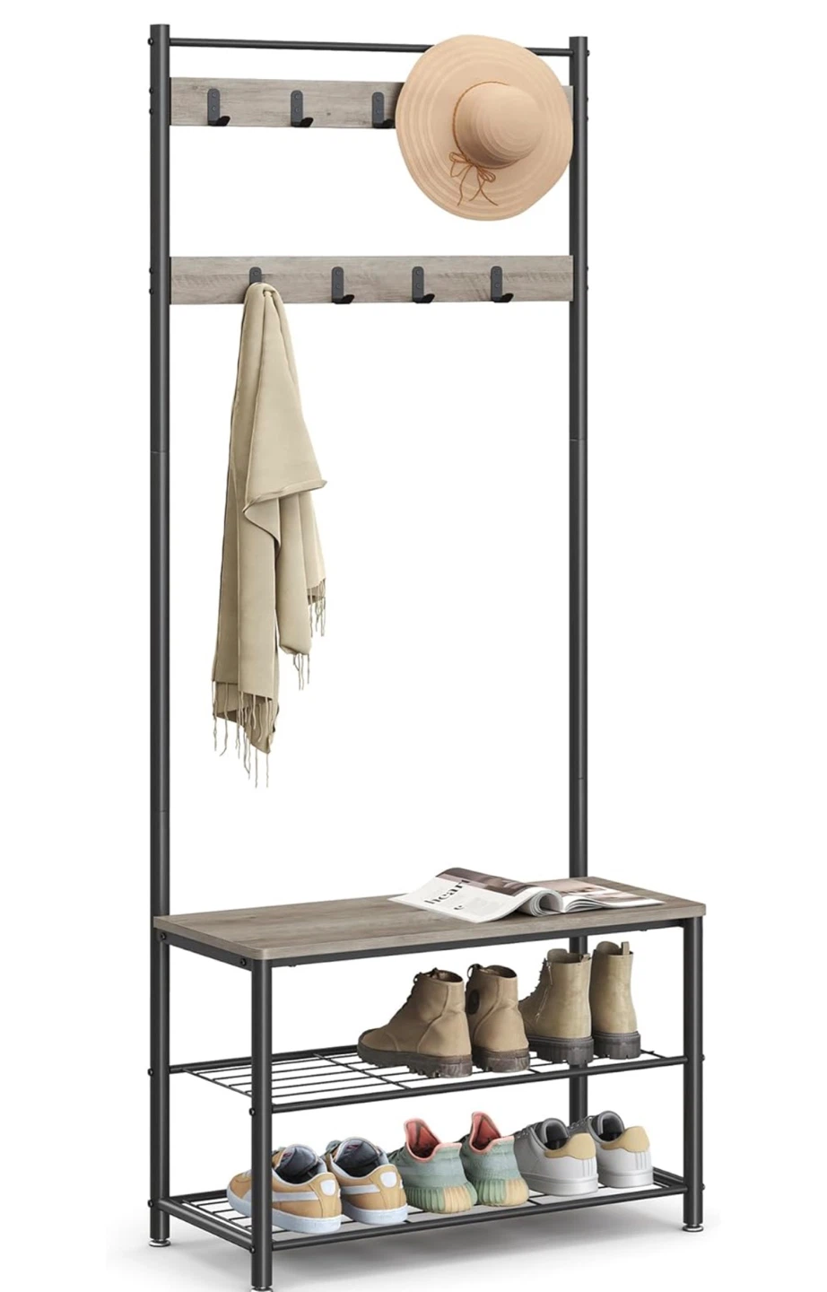 Hall Tree Entryway Organizer with Shoe Rack