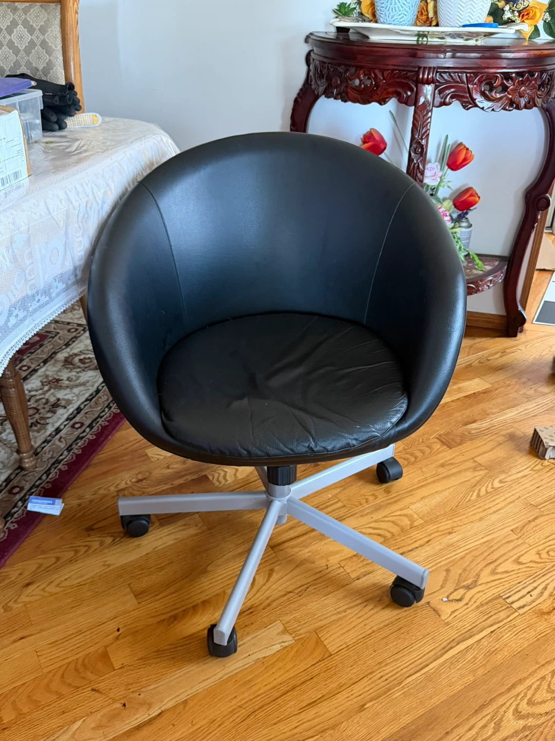 2 Ikea Black Swivel Office Chair with Wheels - photo 2