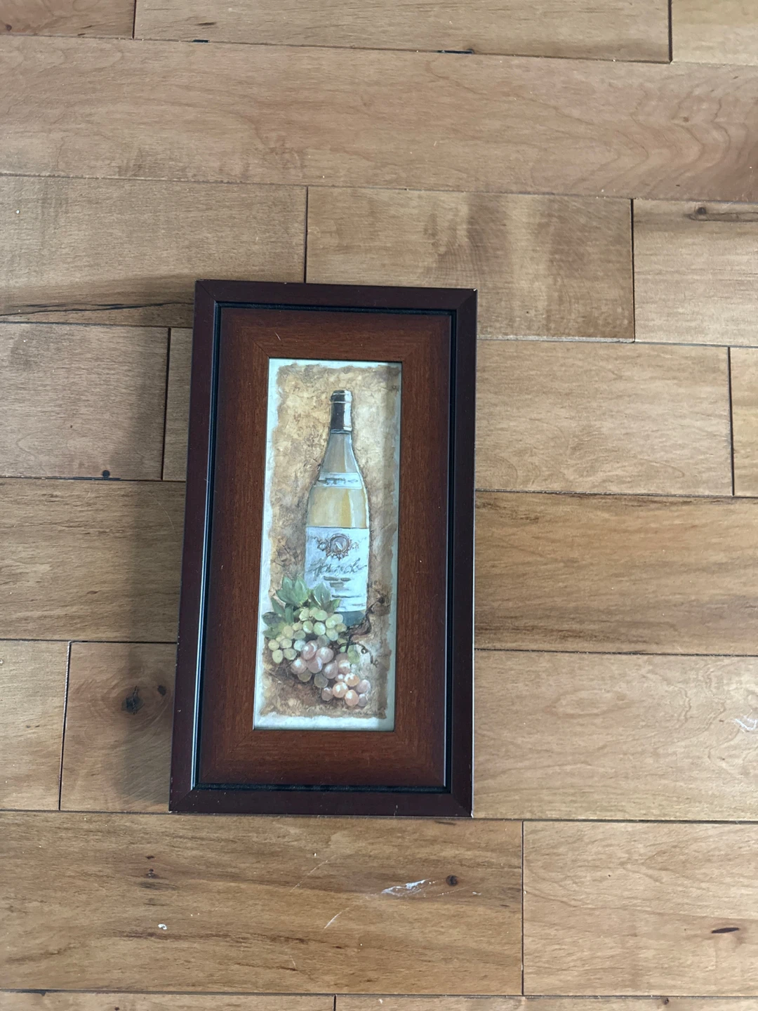 Framed Wine Bottle and Grapes Wall Art