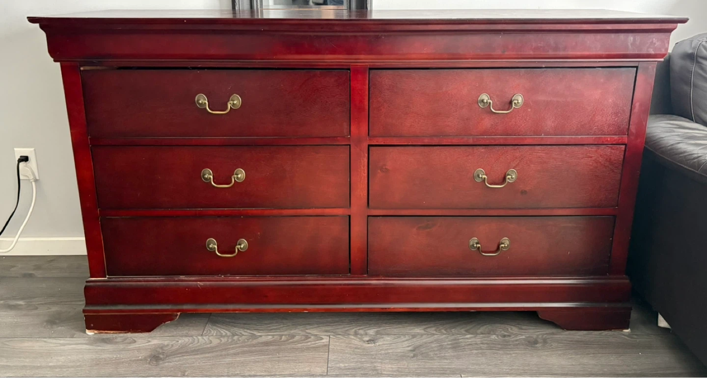 Dark Wood Dresser with 6 Drawers - photo 2