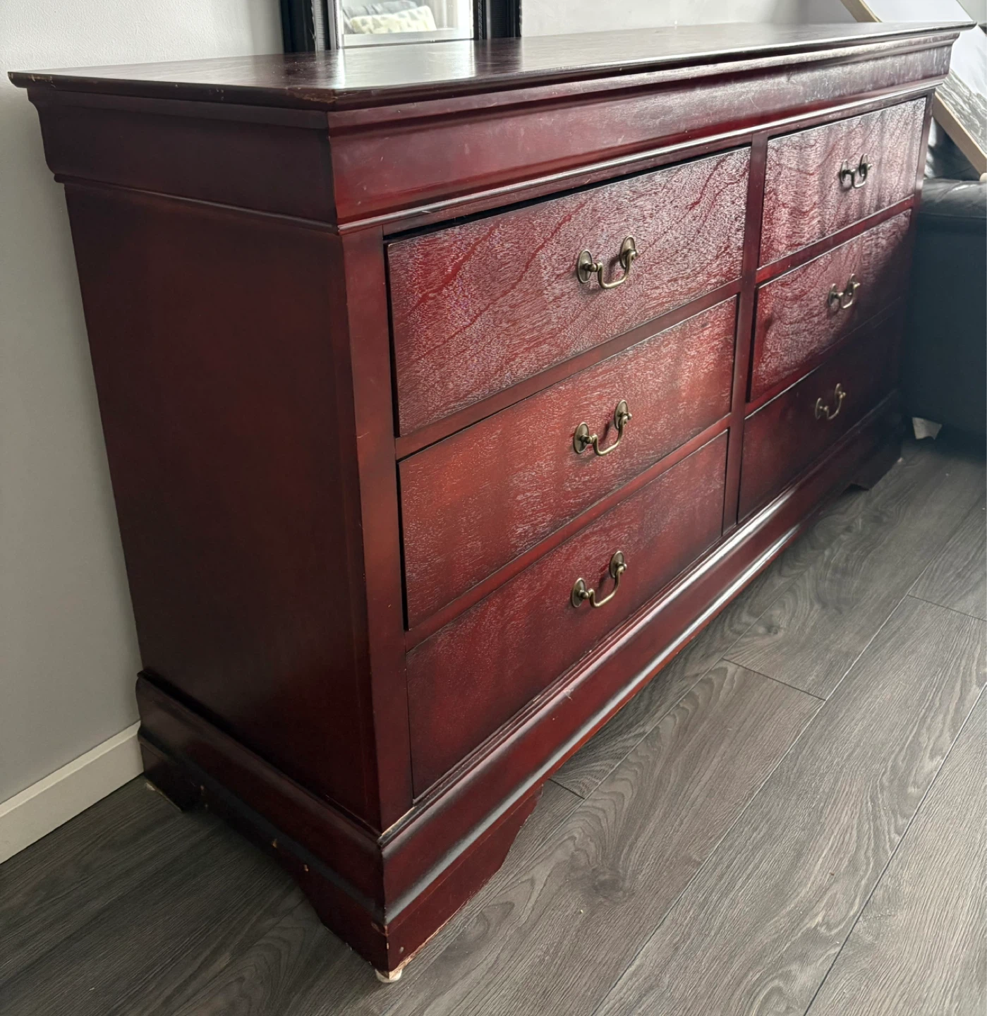 Dark Wood Dresser with 6 Drawers
