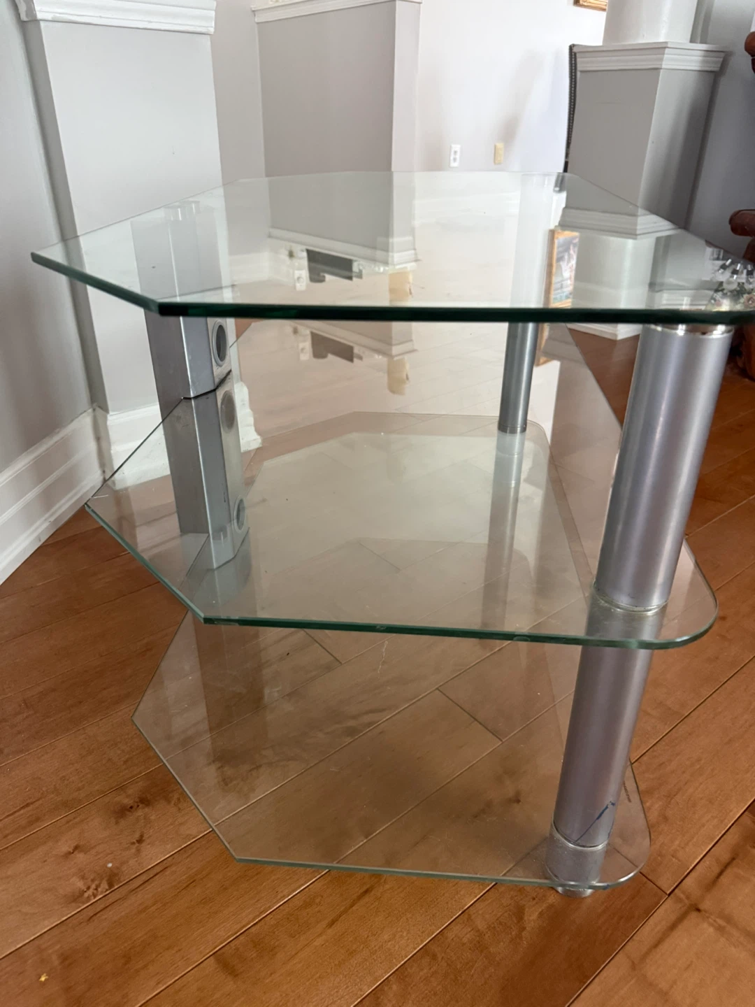 Glass and Metal 3-Tier Entertainment TV Stand