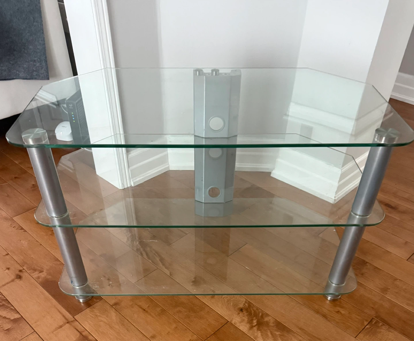 Glass and Metal 3-Tier Entertainment TV Stand - photo 2