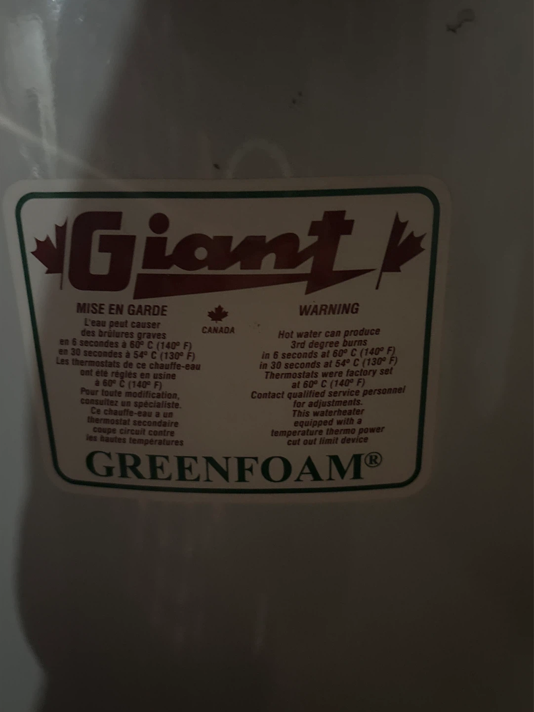 Giant Greenfoam Water Heater - photo 3