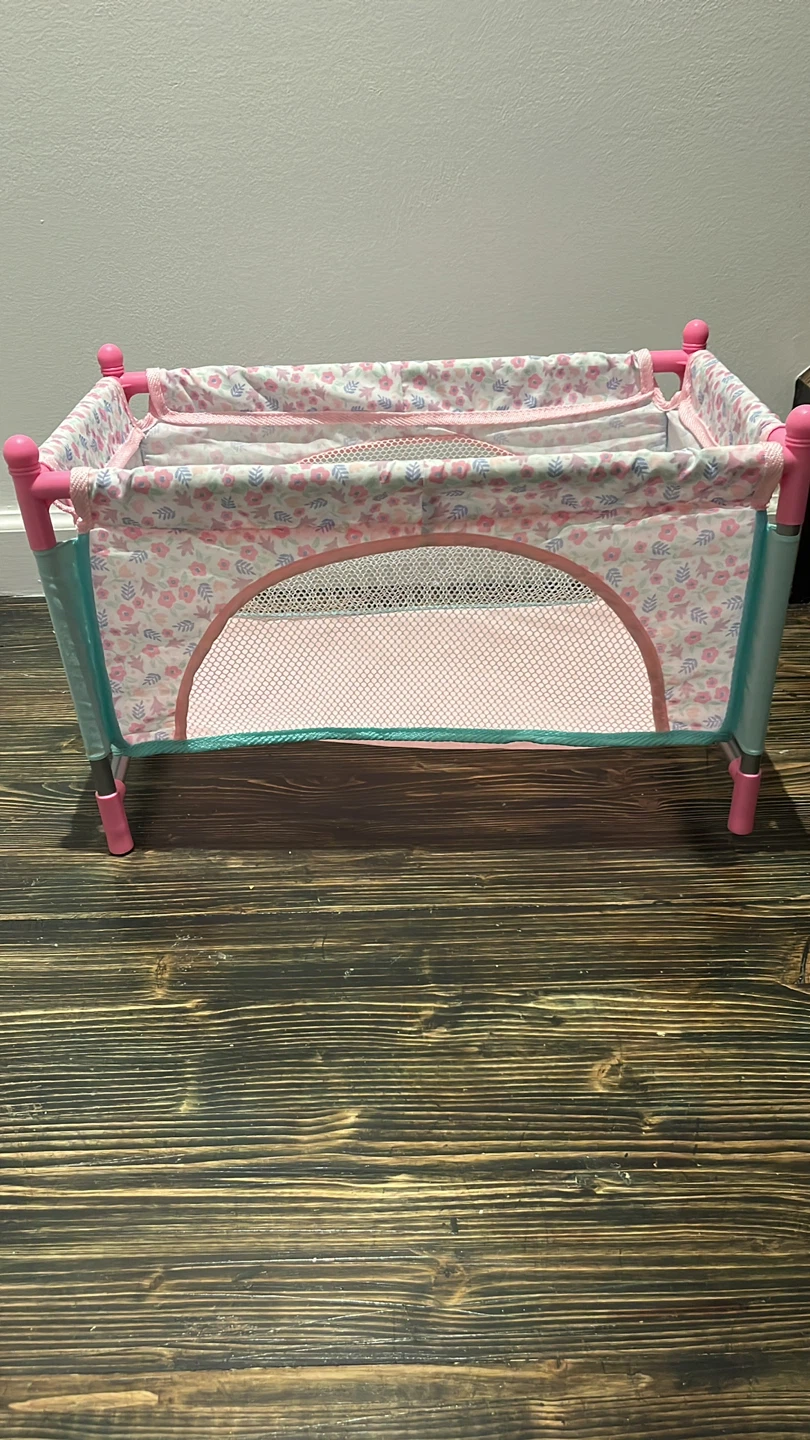 Doll Crib / Bassinet with Floral Print