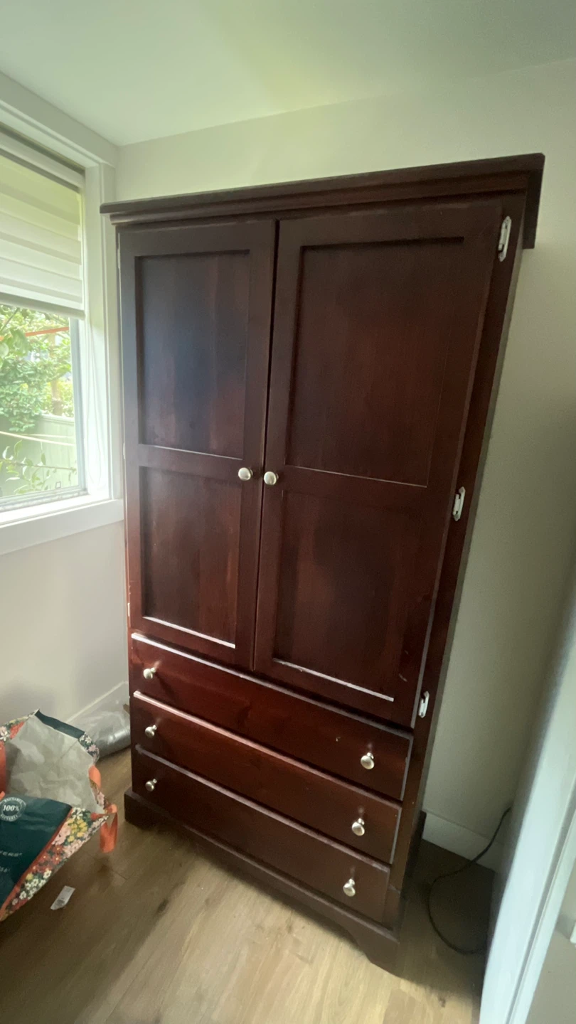 Dark Wood Armoire with Drawers - photo 3
