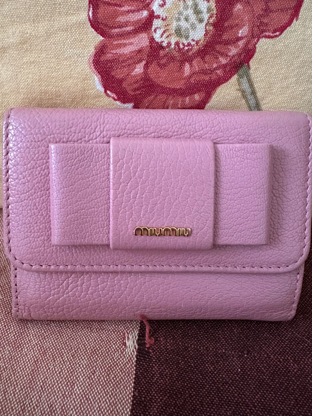 Authentic Miu Miu Pink Leather Bow Wallet