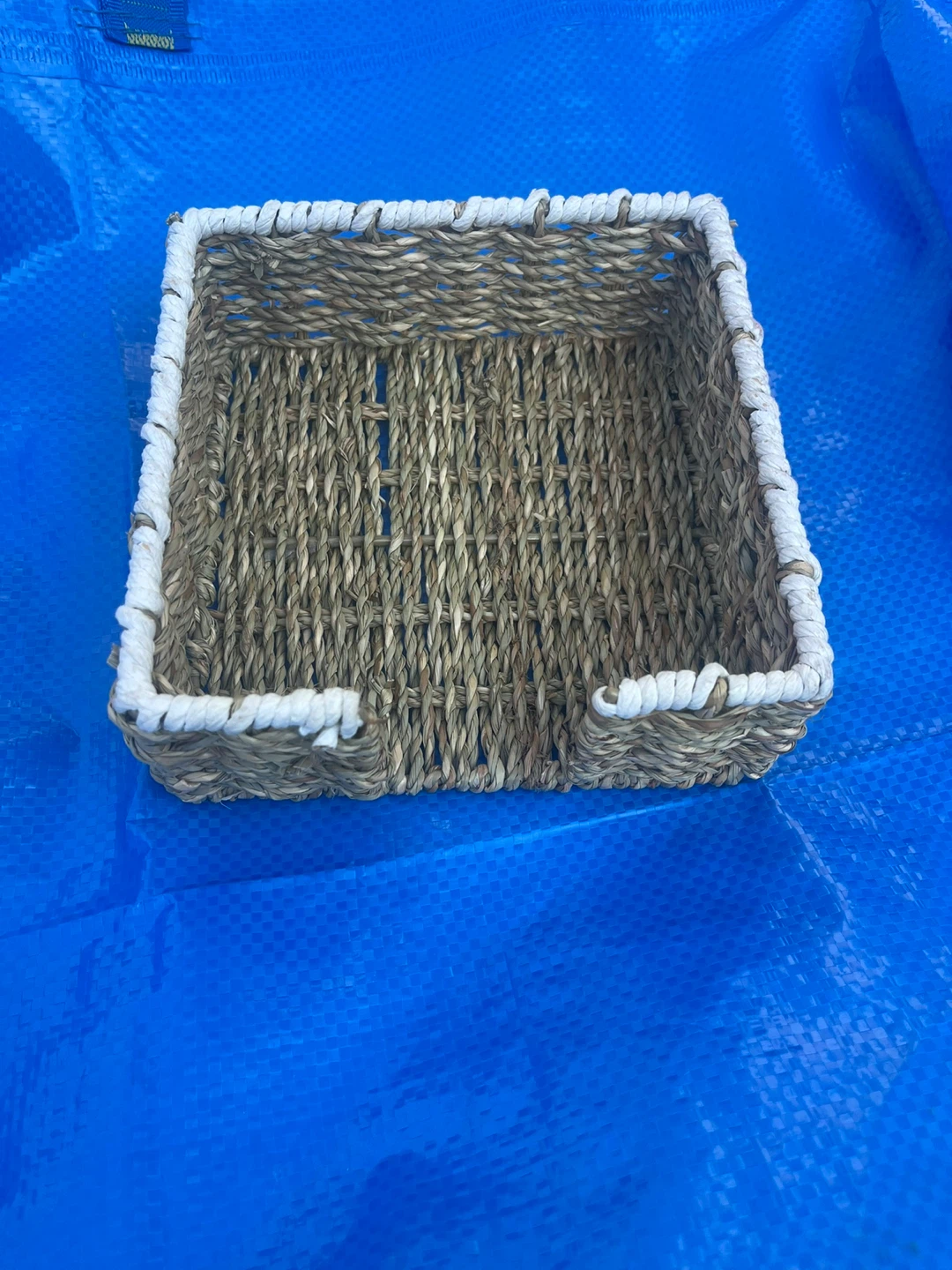 Woven Storage Basket with White Trim
