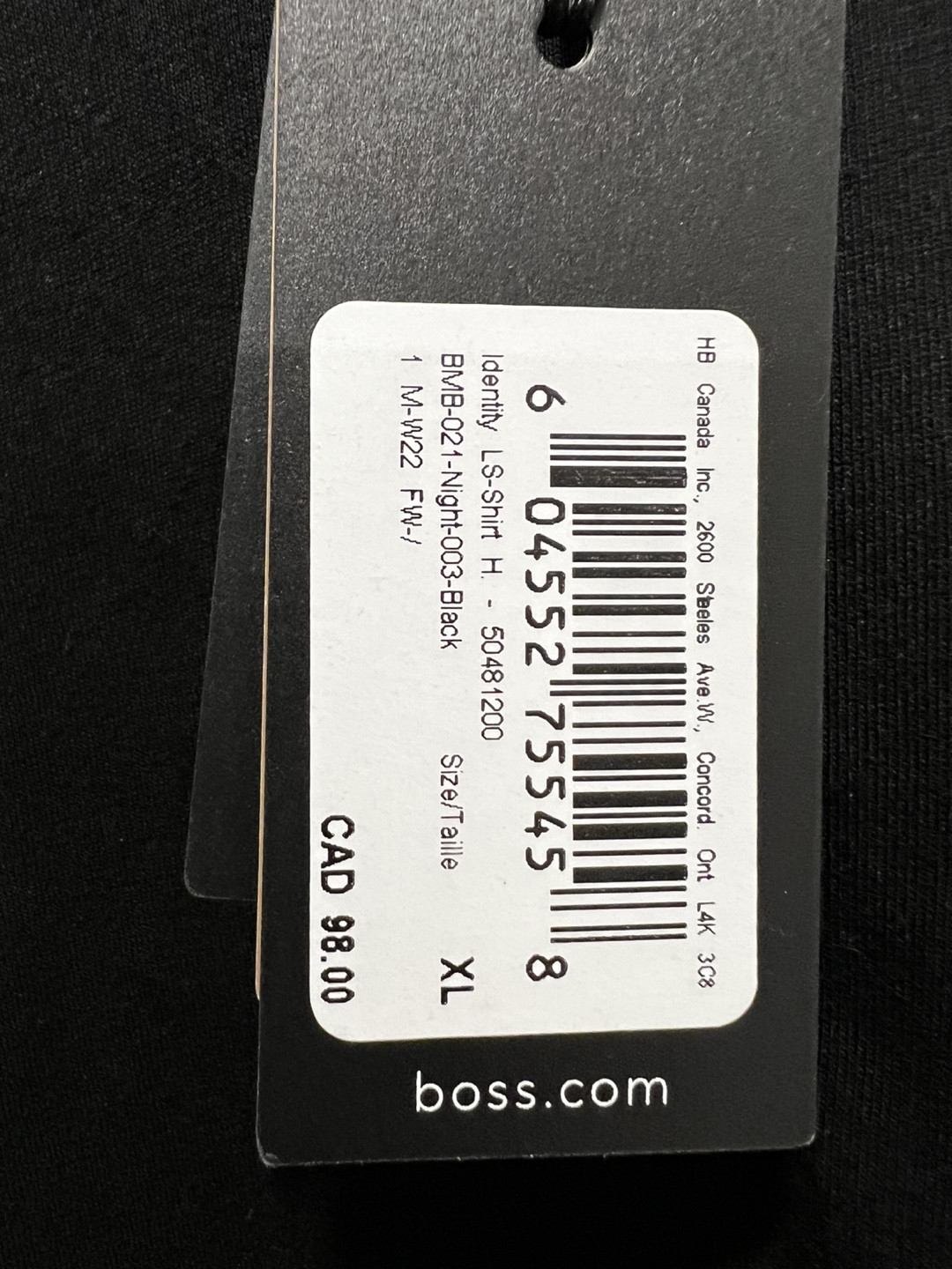 NEW BOSS Black Long Sleeve Hooded Shirt - Size XL - photo 4