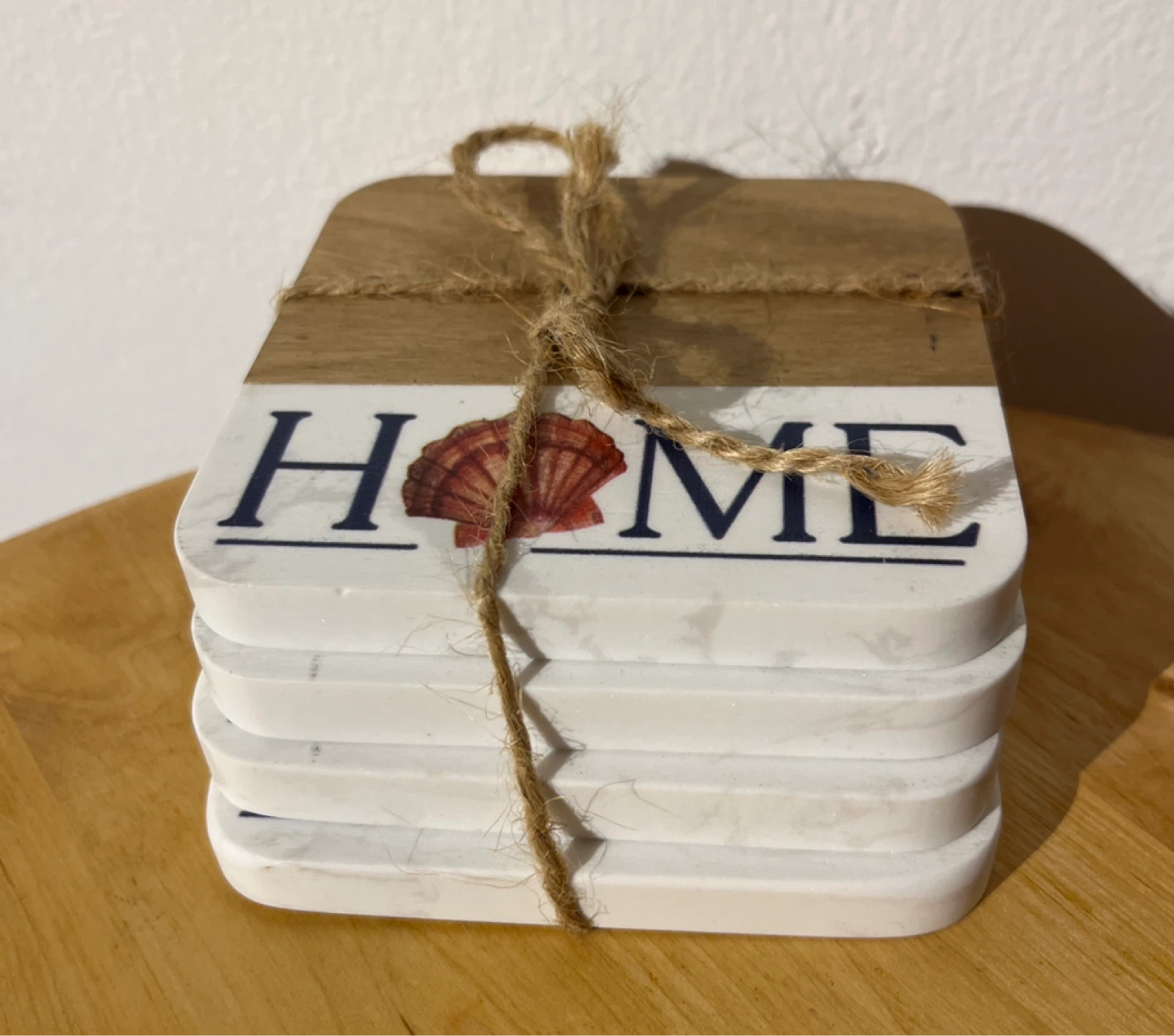 Set of 4 "HOME" Coasters with Shell Design - photo 2