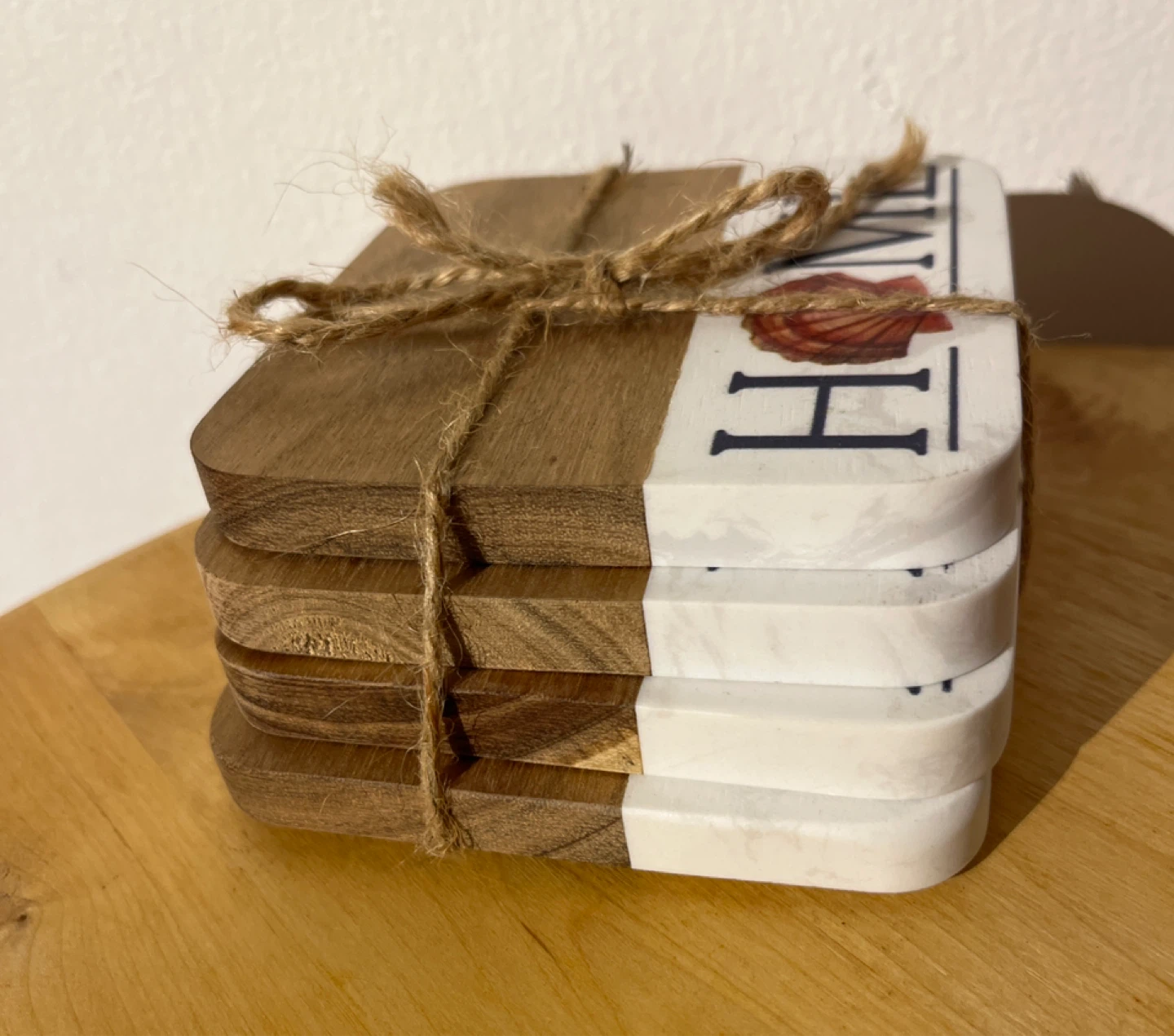 Set of 4 "HOME" Coasters with Shell Design - photo 3