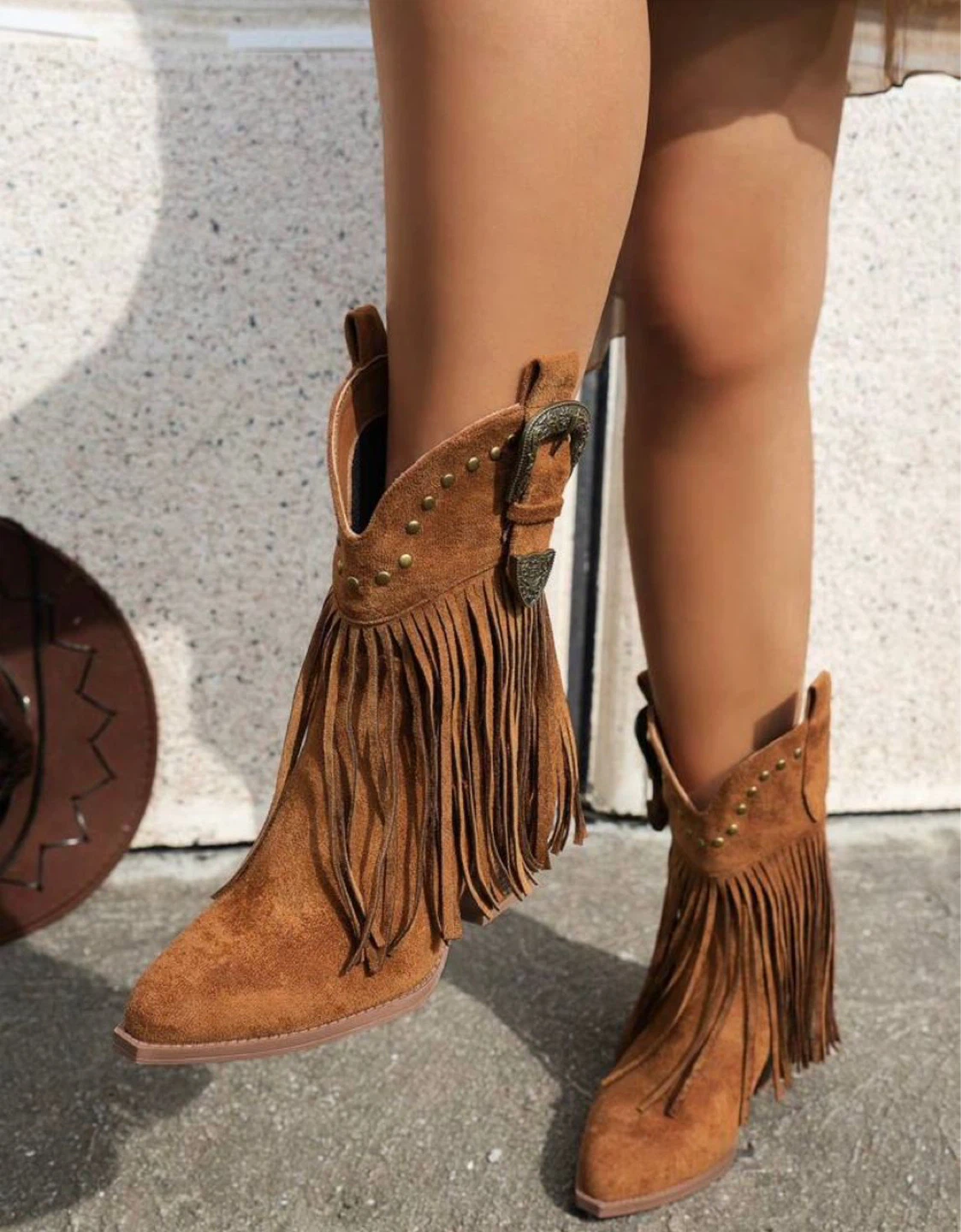 Brown Suede Fringe Ankle Boots - photo 2