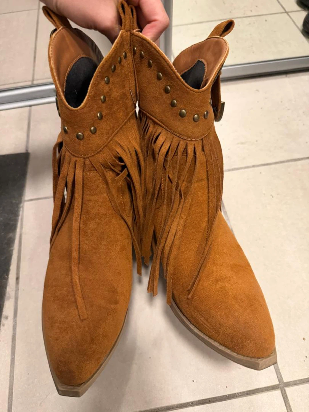 Brown Suede Fringe Ankle Boots - photo 5