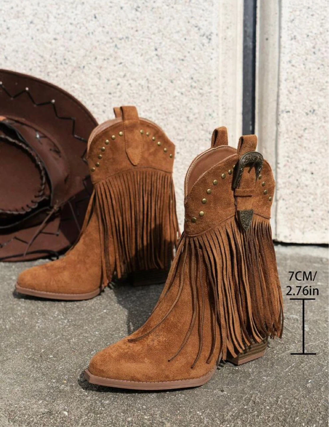 Brown Suede Fringe Ankle Boots - photo 4