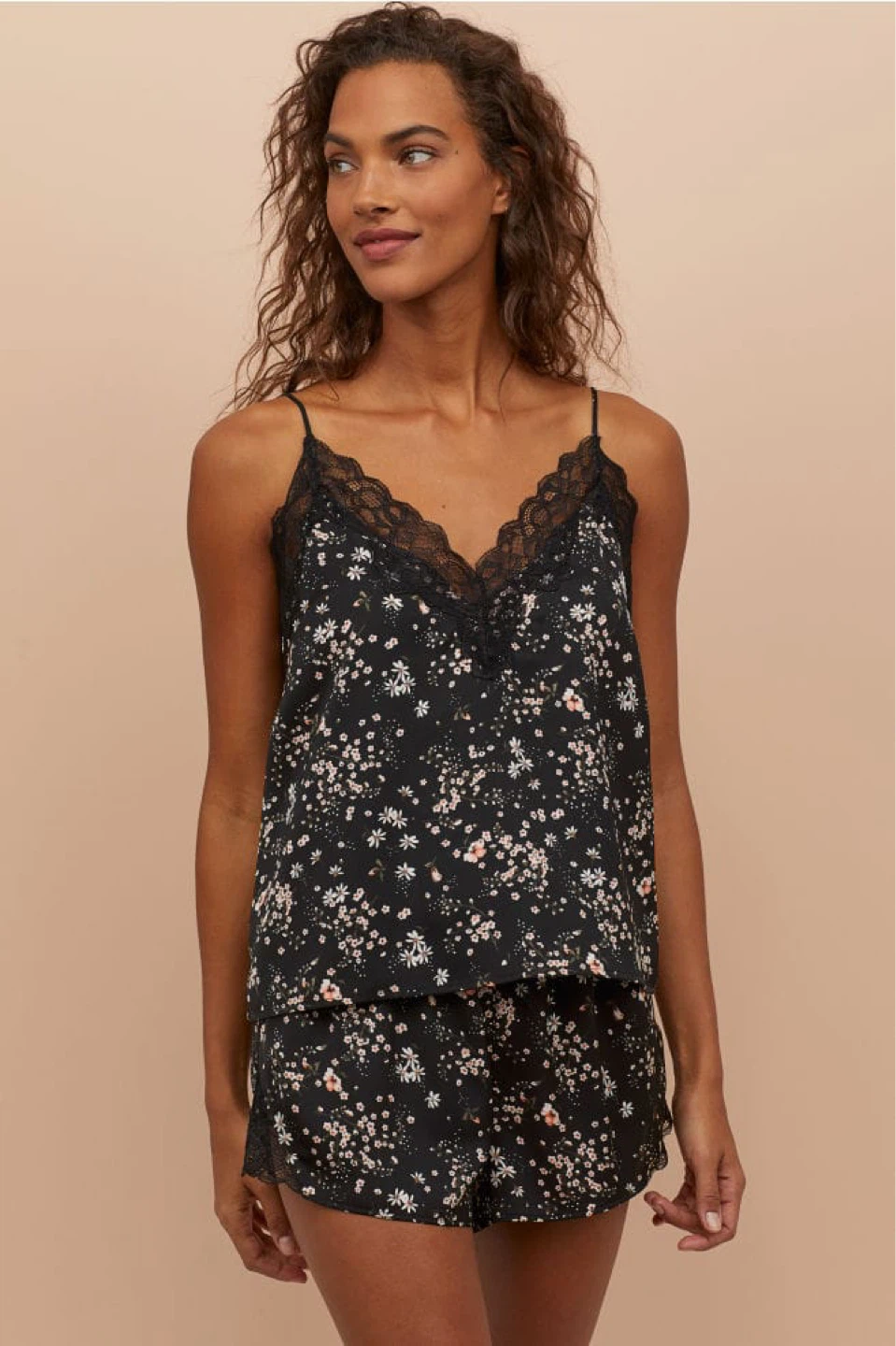 H&M Floral Lace Cami and Shorts Pajama Set