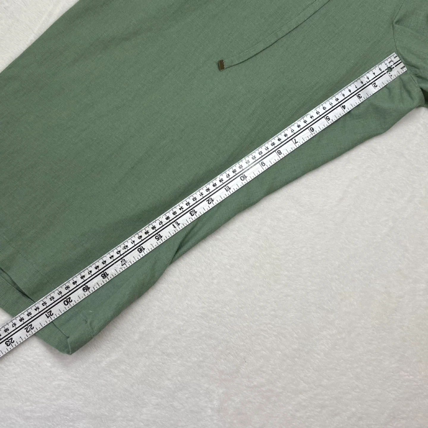 MyStyle Sage Green Wide Leg Cropped Linen Pants Pull On Size 1X - photo 5