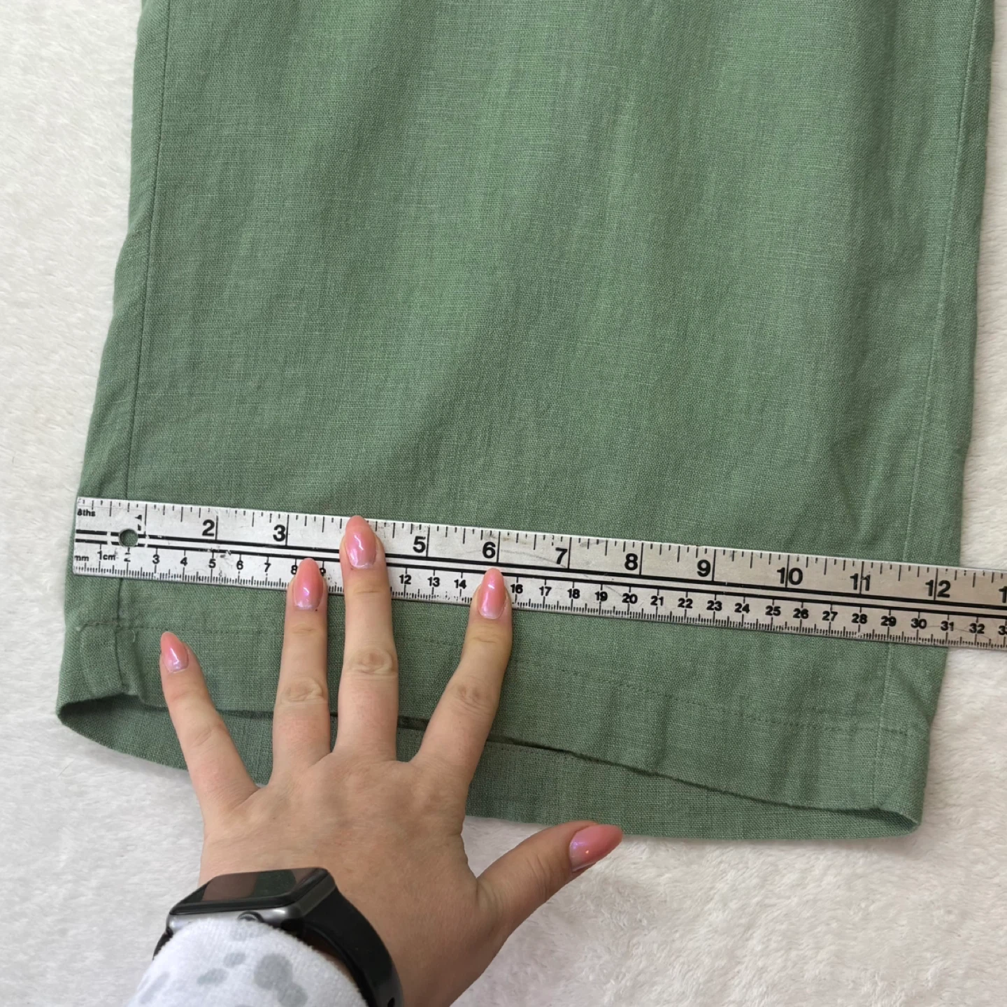 MyStyle Sage Green Wide Leg Cropped Linen Pants Pull On Size 1X - photo 4