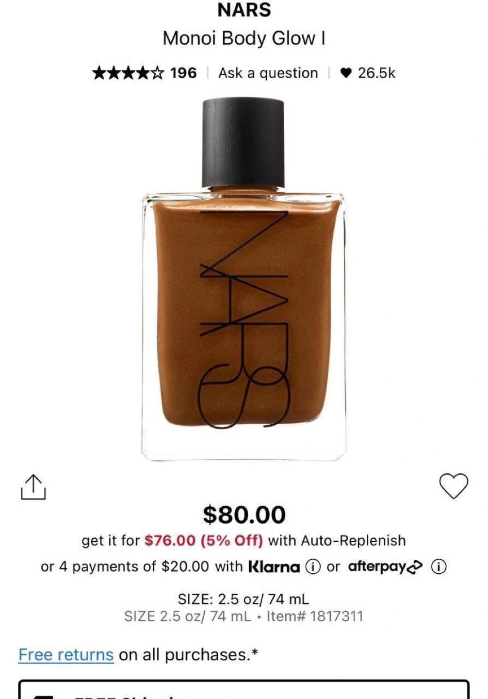 NARS Monoi Body Glow oil - photo 3