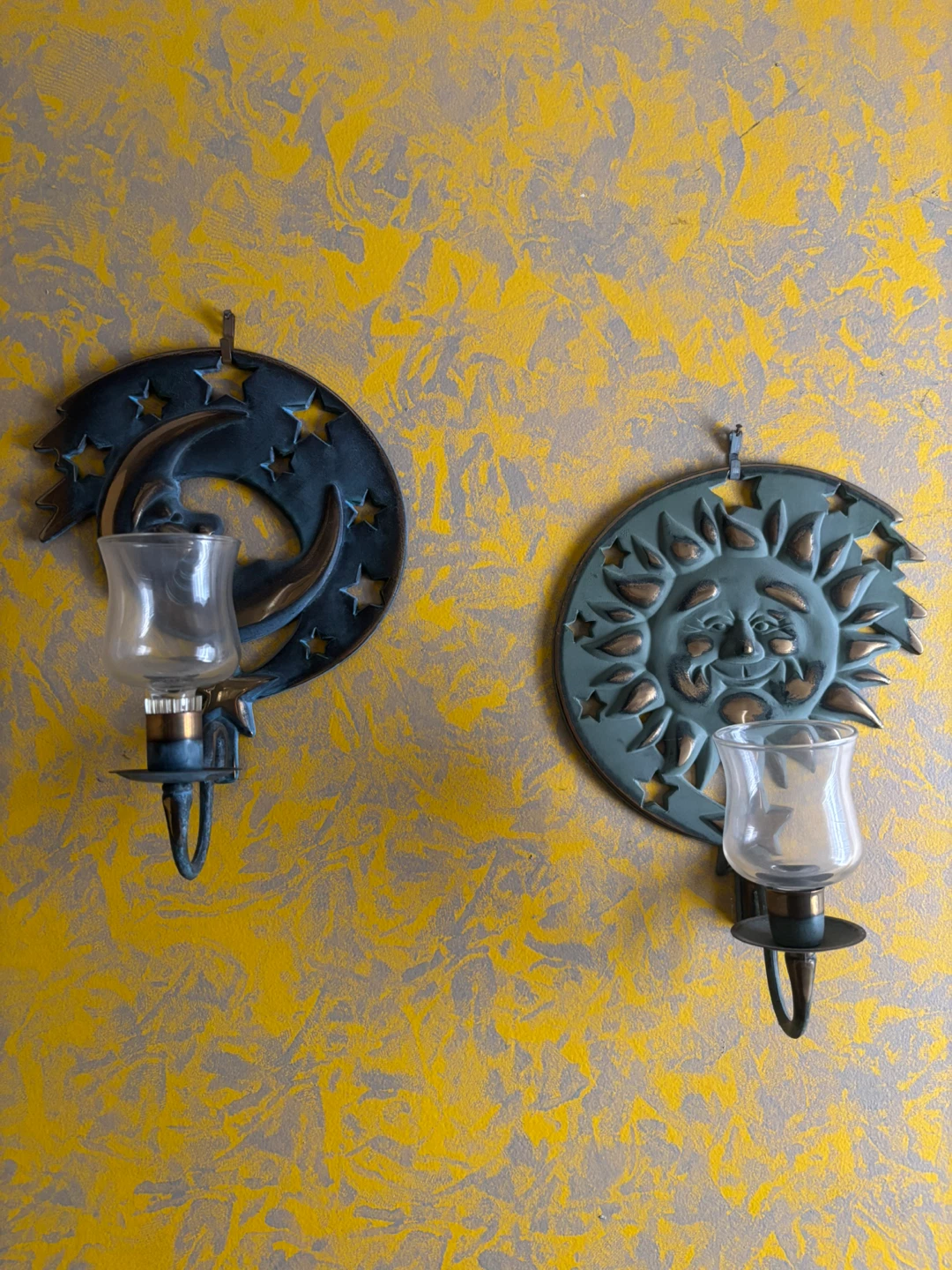 Set of 2 Sun and Moon Wall Candle Holders