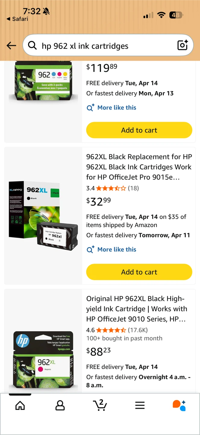 HP 962XL Black Ink Cartridge 25 count
